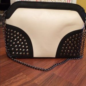 Black & White Studded Shoulder Bag